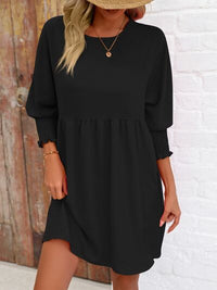 Round Neck Lantern Long Sleeve Casual Mini Dress