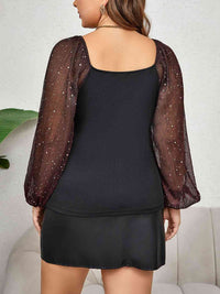 Plus Size Sweetheart Neck Balloon Sleeve Blouse