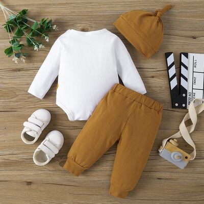 Dinosaur Round Neck Long Sleeve Bodysuit and Pants Set