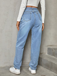 High Waist Asymmetrical Straight Leg Jeans