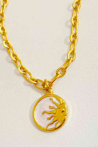 Sun and Moon Medallion Necklace 18K Gold Plated Round Pendant Stainless Steel Luxury Necklace