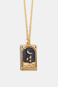 Tarot Card Pendant Stainless Steel Gold Necklace