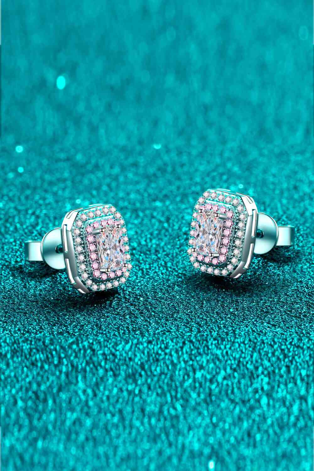 1 Carat Moissanite and Zircon Geometric Rectangle Emerald Cut Stud Earrings Fine Jewelry Affordable