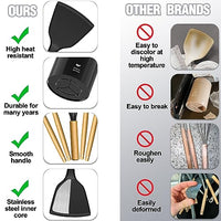 Kitchen Utensils Set- 34PCS Silicone Cooking Utensils with Holder, Umite Chef Heat Resistant Kitchen Utensil Spatula Set for Nonstick Cookware, Black Wooden Handles Kitchen Gadgets Tools Set