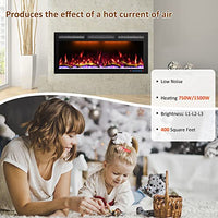 Mystflame 88 Inch WiFi-Enabled Electric Fireplace Inserts & Wall Mounted, Slim Electric Fireplace Heater, 750/1500w, Adjustable Flame Color, Remote Control & Touch Screen, Logs & Crystals, Black