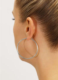 14k White Gold Classic Round Hoop Earrings (45mm (1.8 inch))