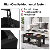 Yaheetech Lift Top Coffee Table with Hidden Compartment and Storage Shelf, Rising Tabletop Dining Table for Living Room Reception Room, 38.6in L, Black