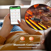 Bluetooth Range Meater Thermometer Wireless Meat Thermometer Digital Direct Heat Grilling at 1000°F for BBQ Oven Grill Kitchen Smoker Smart Meat Thermometer 100% Waterproof