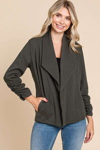 KESLEY Open Front Long Sleeve Cardigan Casual Light Jacket