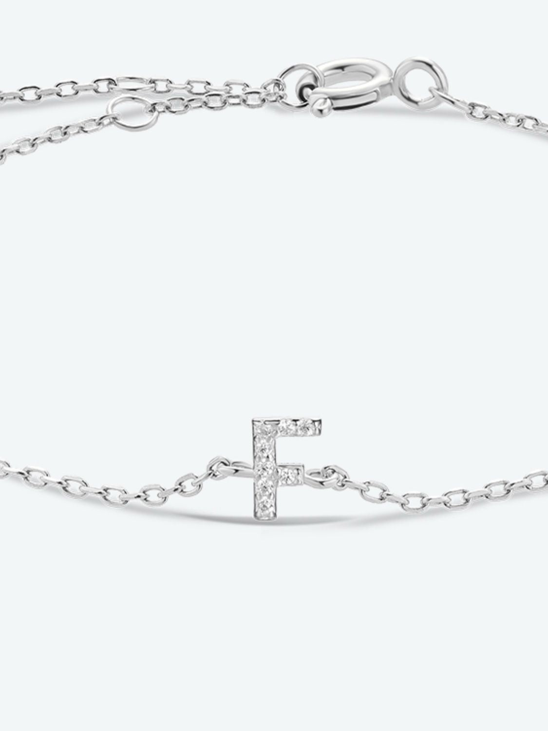 Letter Initial Bracelet, A To F Zircon 925 Sterling Silver Dainty Bracelet