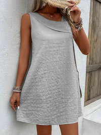 Women's Casual Short Dress Asymmetrical Neck Sleeveless Mini Dress