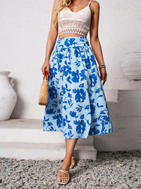 Printed Slit Printed Midi Skirt New Women's Fashion Long Flowy Skirt