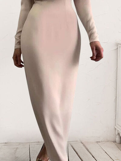 Womens Mock Neck Ruched Turtleneck Long Sleeve Midi Dress