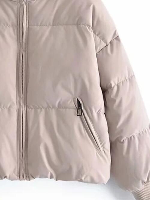 Women's Zip Up Puff Drawstring Winter Coat with Pockets Winter Fashion Outerwear