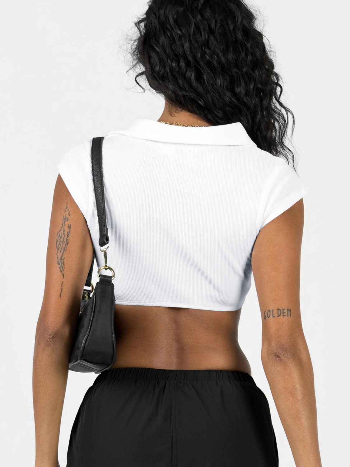 Sexy Crop Top Shirt Johnny Collar Cropped Top Women's Fashion Blouse