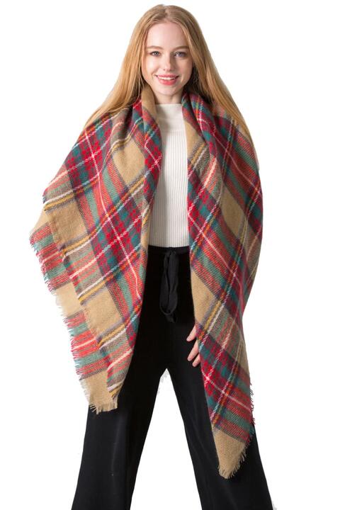 Plaid Imitation Oversized Faux Cashmere Scarf