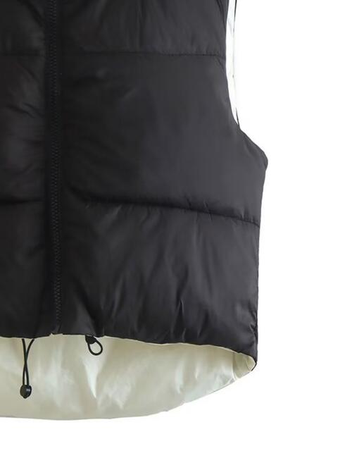 Women's Warm Sleeveless Jacket Zip Up Drawstring Reversible Vest