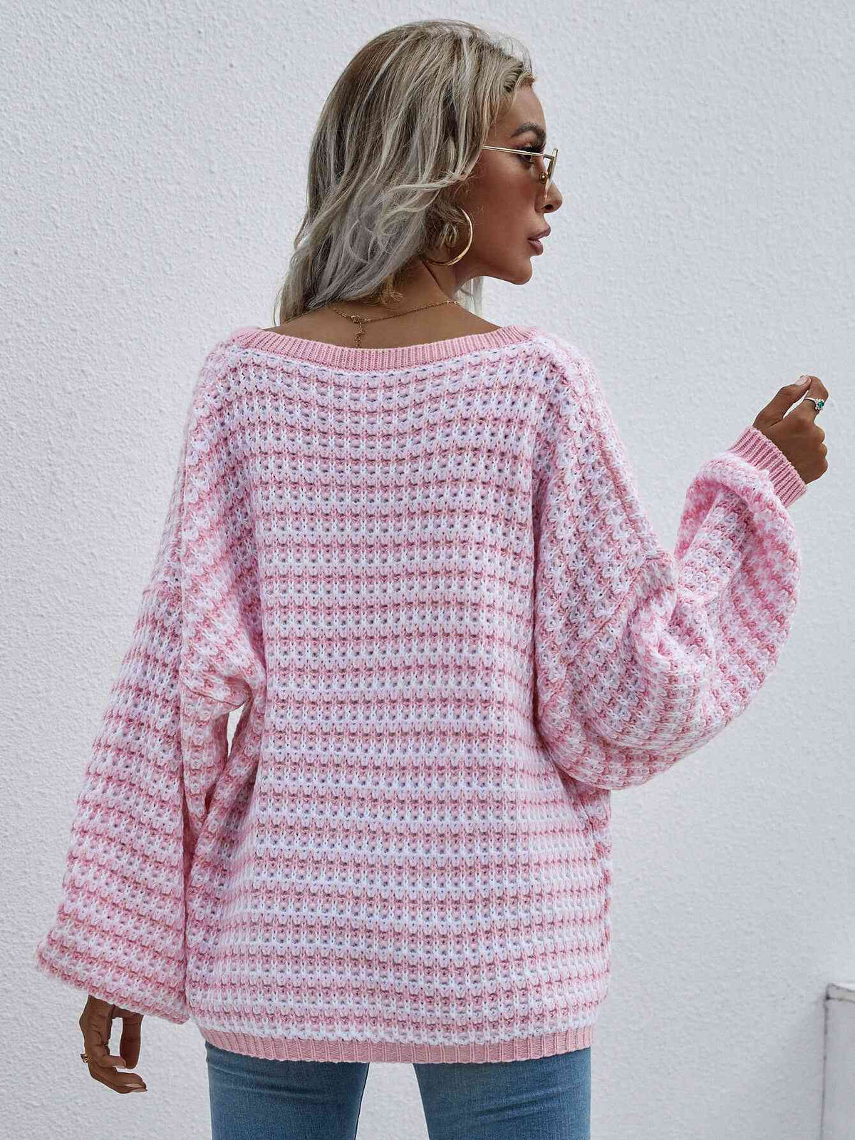 sweater, pull over sweater, drop shoulder top, vneck sweater, cute sweaters, casual sweaters, pink sweater