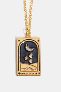 Tarot Card Pendant Stainless Steel Gold Necklace