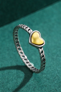 Single Heart Ring, 925 Sterling Silver Dainty Gold Heart Ring