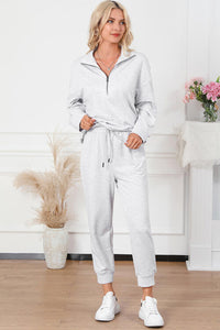 Half Zip Sweatshirt and Drawstring Sweatpants Set Sweater and Sweatpants Activewear Sets