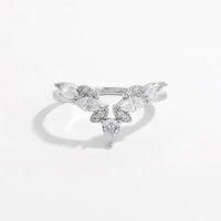 Chevron Ring 925 Sterling Silver Diamond CZ Zircon Dainty Luxury Statement Ring