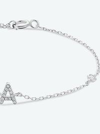 Letter Initial Bracelet, A To F Zircon 925 Sterling Silver Dainty Bracelet