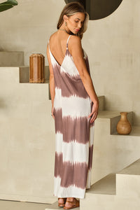 Casual Spaghetti Sleeve Maxi Dress Tie-Dye V-Neck Maxi Cami Dress