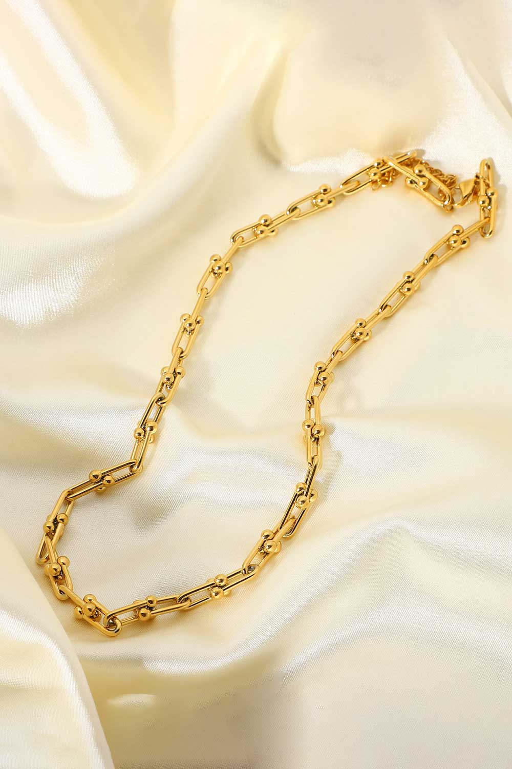 18K Stainless Steel U-Shape Chain Statement Gold Necklace