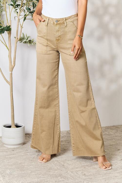 Wide Leg  Khaki Jeans Petite and Plus Size Fashion