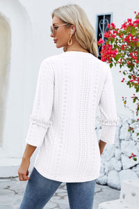 Eyelet Frill Notched T-Shirt