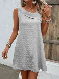 Women's Casual Short Dress Asymmetrical Neck Sleeveless Mini Dress