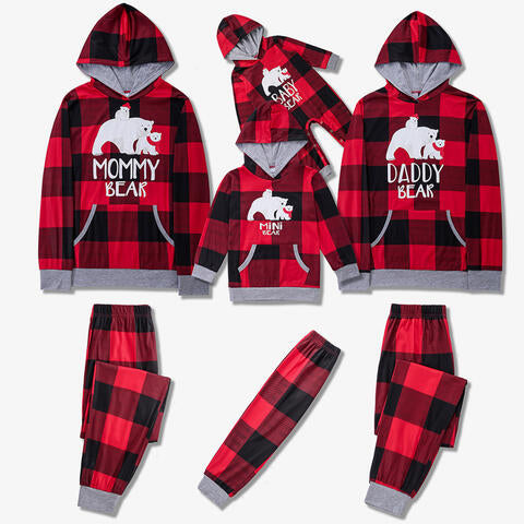 BABY Clothing Pajamas Onesie BEAR Graphic Plaid Hooded Jumpsuit