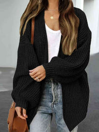 Drop Shoulder Balloon Sleeve Crochet Cardigan