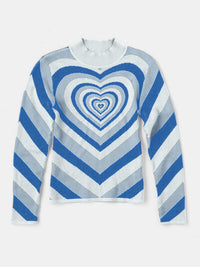 Heart Mock Neck Long Sleeve Fashion Sweater