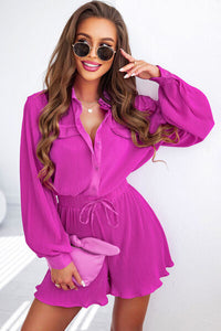 rompers, jumpsuit, short romper, half button jumpsuit, pink romper, sexy romper, buttoned romper