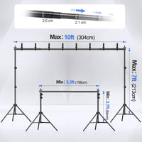 Emart Backdrop Stand 10x7ft(WxH) Photo Studio Adjustable Background Stand Support Kit with 2 Crossbars, 8 Backdrop Clamps, 2 Sandbags and Carrying Bag for Parties New Year Events Decoration