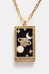 Tarot Card Pendant Stainless Steel Gold Necklace