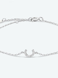 Letter Initial Bracelet, A To F Zircon 925 Sterling Silver Dainty Bracelet