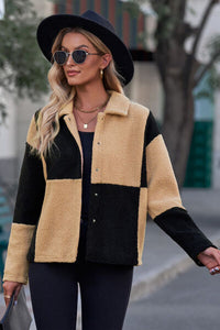 Jackets, outerwear, women’s fashion, cute clothes, women’s clothing, color block coat, casual jackets, brown coat, black coat