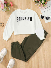 BROOKLYN Graphic Sweatshirt and Joggers Sweatpants Set Boy's Fashion Kids Clothing