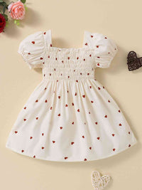 Baby Girl Heart Print Square Neck Dress Baby Clothing and Fashion Baby Gifts