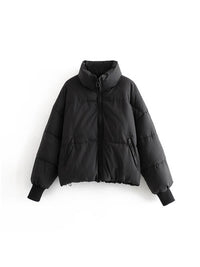 Women's Zip Up Puff Drawstring Winter Coat with Pockets Winter Fashion Outerwear