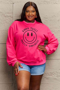 Smiling Face Graphic Sweatshirt Petite and Plus Size Fashion Sweater Happy Face