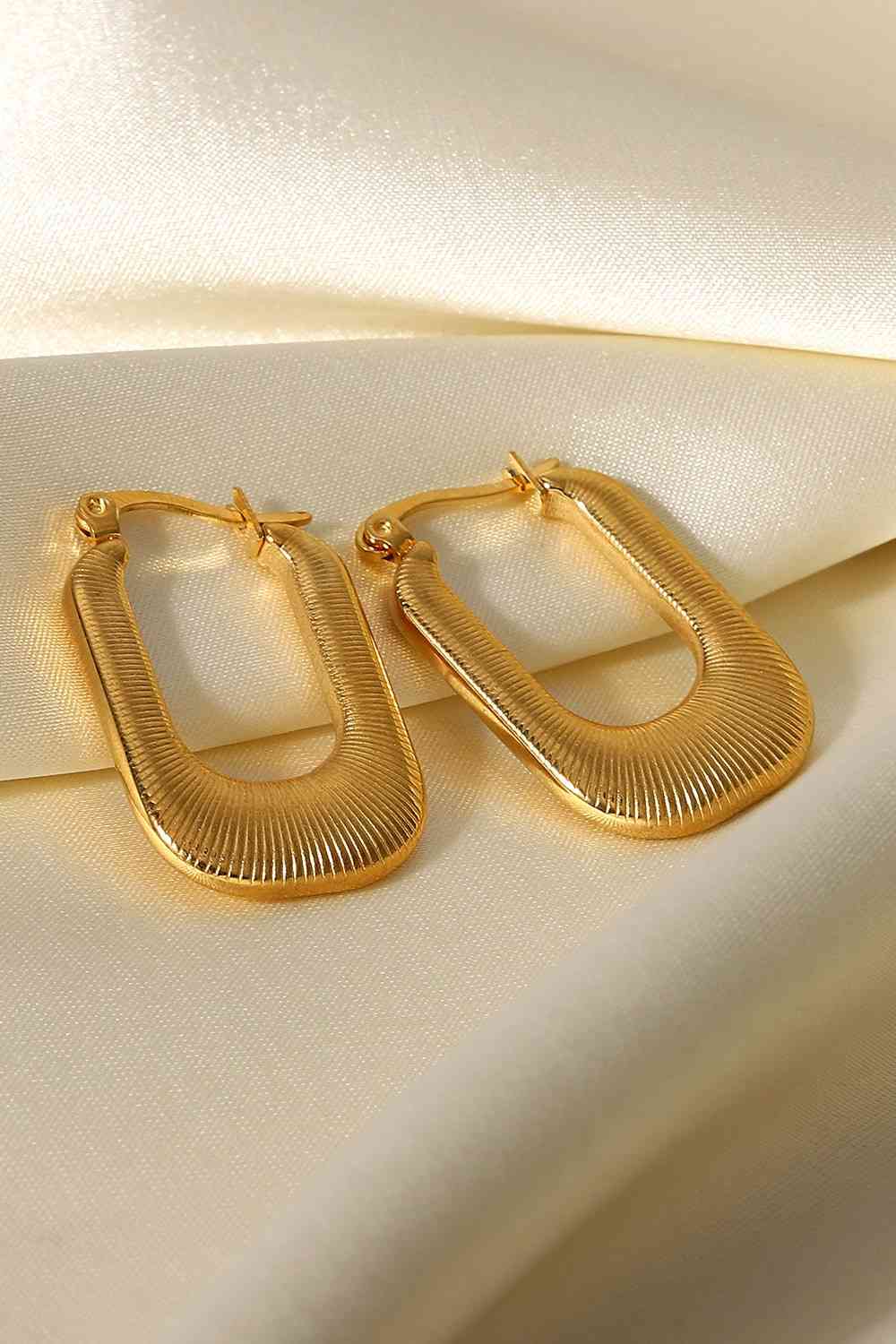 Rectangle Hoop Earrings Chunky 18K Gold Plated Statement Earrings