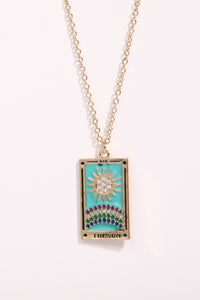 Tarot Card Pendant Stainless Steel Gold Necklace