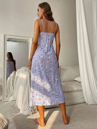 Women's Nightgown Printed Tie Shoulder Midi Night Dress Pajamas Loungewear