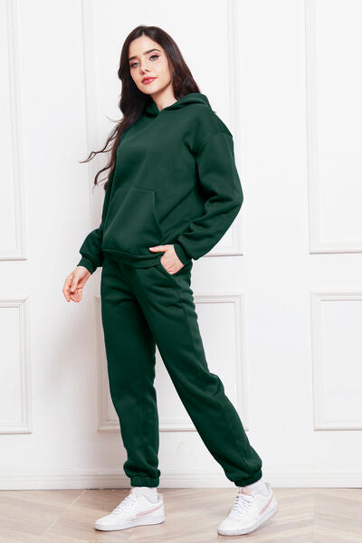 Drop Shoulder Long Sleeve Hoodie and Pants Set, 2 Piece Sweater and Pants Set