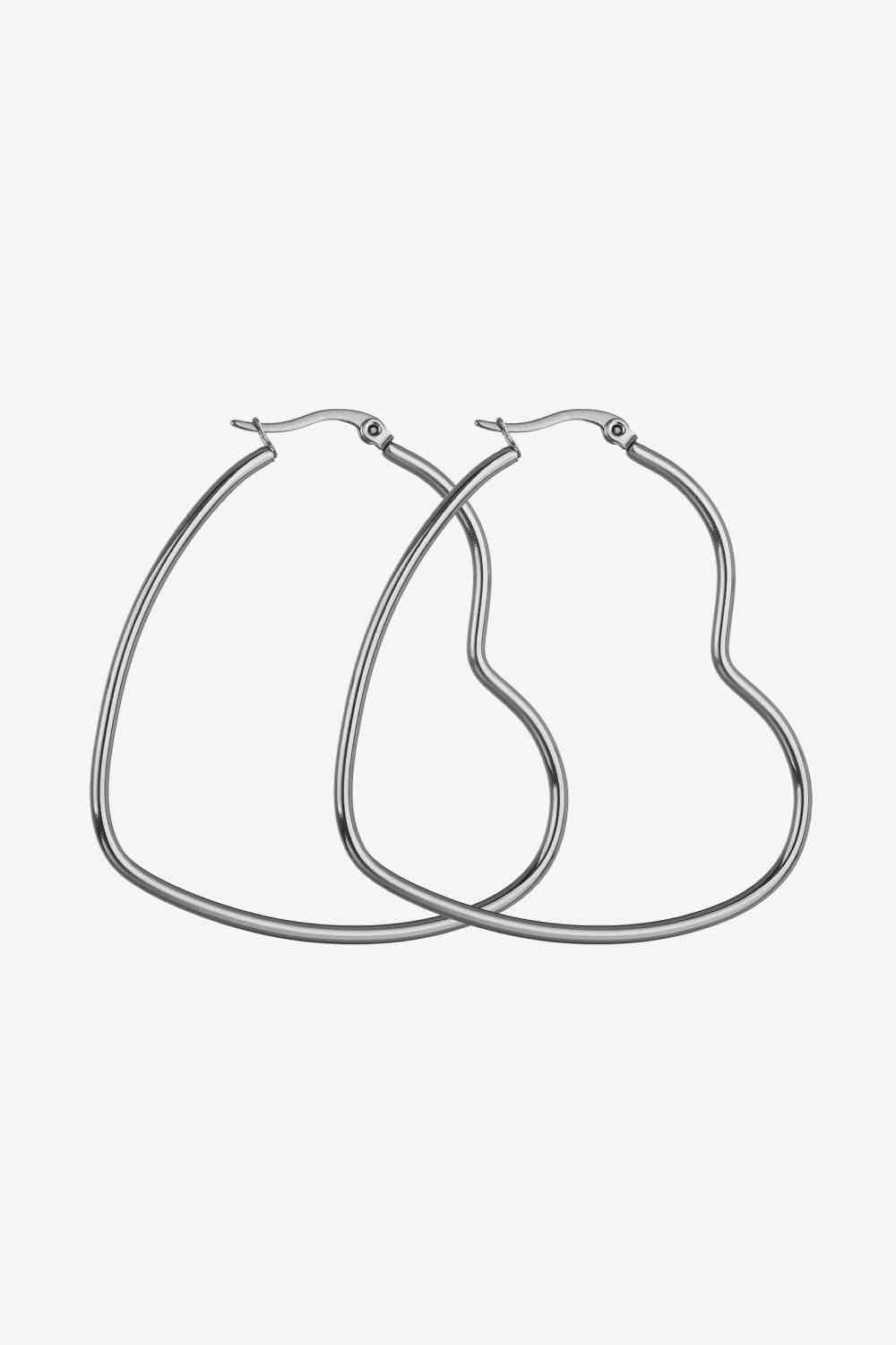 Heart Shape Hoop Earrings Stainless Steel Fashion Luxury Statement Earrings