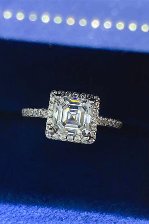 Princess Cut Ring, 2 Carat Moissanite 925 Sterling Silver Ring